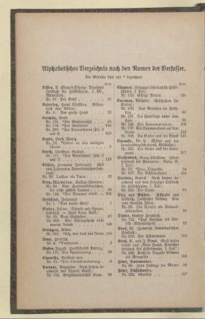Alphabetisches Verzeichnis nach den Namen der Verfasser
