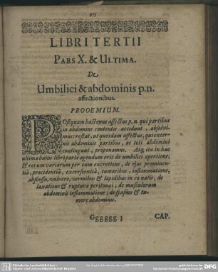 Pars. X. & Ultima. De Umbilici & abdominis p. n. affectionibus