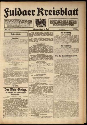 Erste Ausgabe vom Mittwoch, den 05. Juli 1916.
