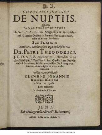 Disputatio Iuridica De Nuptiis