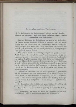 Zweiundzwanzigste Vorlesung [§ 47]