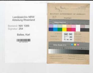 Entnazifizierung Karl Baltes , geb. 18.12.1887 (Polizeimeister)