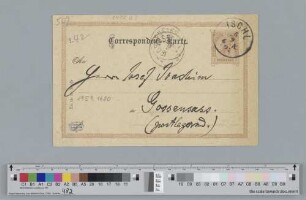 Postkarte an Joseph Joachim