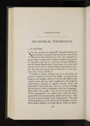 Chapter eight - On several thresholds
