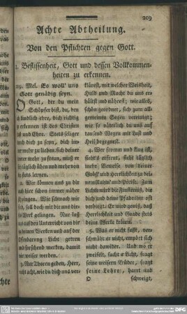 Achte Abtheilung. Von den Pflichten gegen Gott