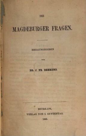 Die Magdeburger Fragen