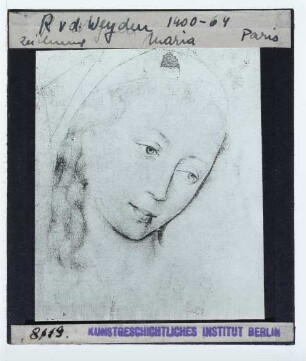 Weyden, Kopf der Jungfrau Maria, Zeichnung (Paris, Louvre, Inv.-Nr 20644)