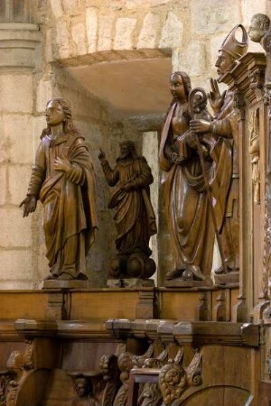 Frankreich. Auvergne. Cantal. Maurs. Kirche. 14 Jahrhundert. Holzfiguren. 15 Jahrhundert