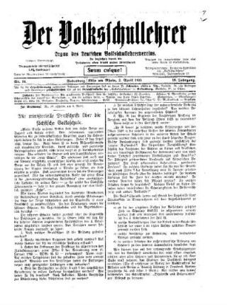 Die ministerielle Denkschrift über die sächsische Volksschule
