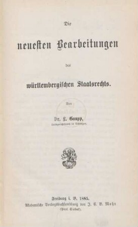 Die neuesten Bearbeitungen des württembergischen Staatsrechts