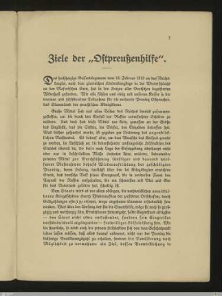 Ziele der "Ostpreußenhilfe"
