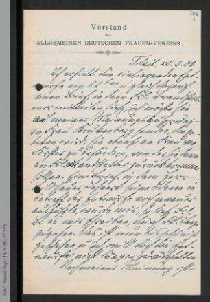 Brief von Marie Hecht, Elsbeth Krukenberg und Helene von Forster ohne Anrede