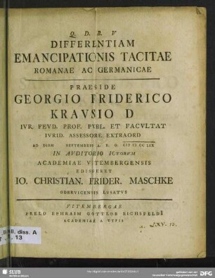 Differentiam Emancipationis Tacitae Romanae Ac Germanicae