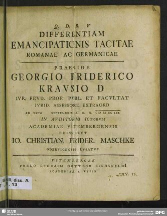 Differentiam Emancipationis Tacitae Romanae Ac Germanicae