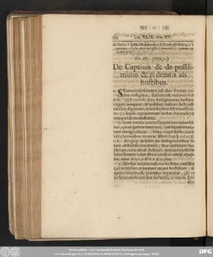 Tit. XV. (VIII. 51.) De Captivis & de postliminio & redemtis ab hostibus.