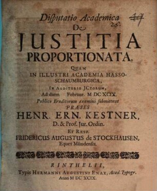 Diss. acad. de iustitia proportionata