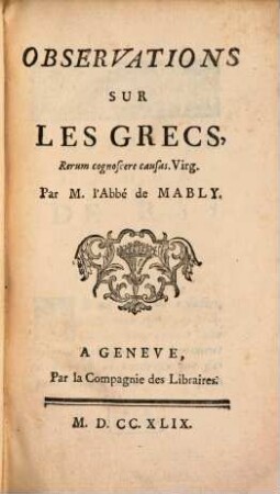 Observations sur les Grecs