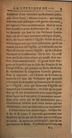 Lettre A Monseigneur L'Evêque De *** Sur l'Affaire présente du Parlement, au sujet du Réfus des Sacremens. 3, Du 9. Juin 1752