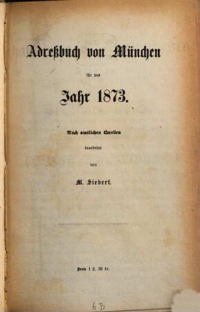 Adreßbuch für München. 1873