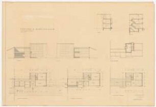 Siedlung Hinrichssegen, Bruckmühl Tuchfabrik: Verwaltungsgebäude: Grundrisse, Aufrisse, Schnitte 1:100