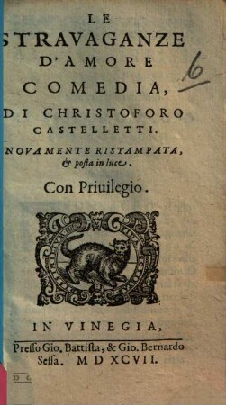 Le Stravaganze D'Amore : Comedia