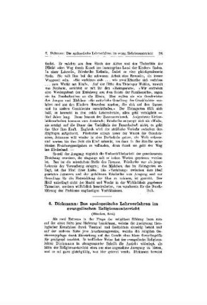 Dickmann: Das apologetische Lehrverfahren im evangelischen Religionsunterricht
