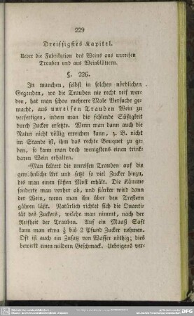 Dreissigstes Kapitel. Ueber die Fabrikation des Weins aus unreifen Trauben und aus Weinblättern