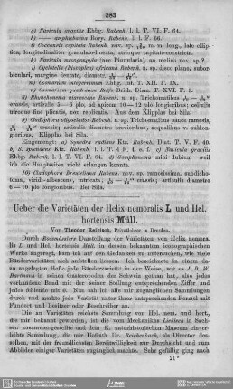 Ueber die Varietäten der Helix nemoralis L. und Hel. hortensis Müll.