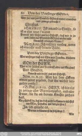 Von der Vorsorge Gottes.