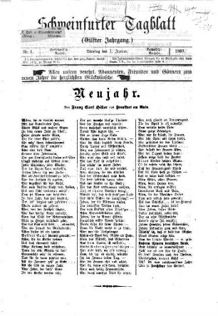 Schweinfurter Tagblatt : die Zeitung für die Region Main/Rhön. 12, 1. 1867