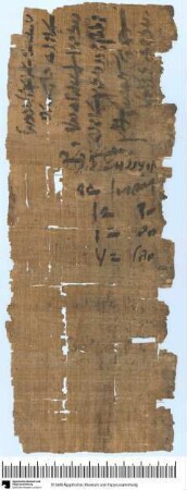 Demotischer Papyrus, Abrechnung (aus zwei großen Fragmenten zusammengesetzt)