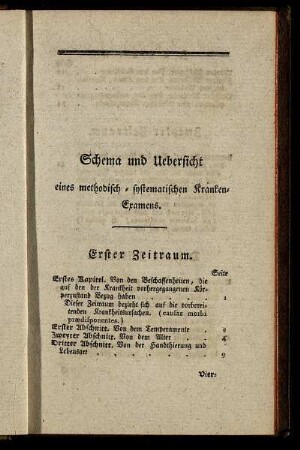 Schema und Uebersicht eines methodisch-systematischen Kranken-Examens