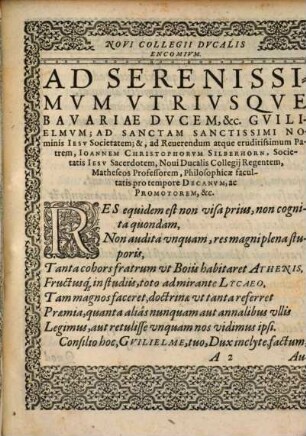 Gratvlatio Inscripta Reverendis, Religiosis Et Ervditis Patribvs Et Fratribvs, Cvm Anno ... M.D.XIC ... In ... Academia Ingolstadiana, primam in liberalibus artibus & Philosophia lauream consequerentur