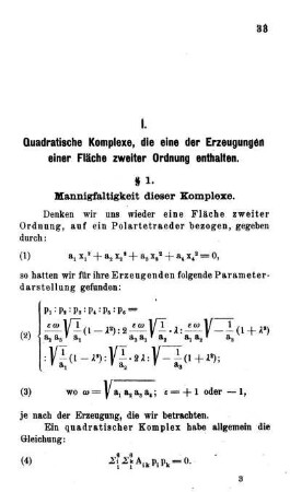 § 1. Mannigfaltigkeit dieser Komplexe.