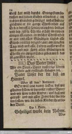 III. Das Vater Unser: Wie ein Hauß-Vater dasselbige seinem Gesinde auffs einfältigste fürhalten soll