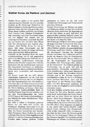 Walther Kunau als Radierer und Zeichner