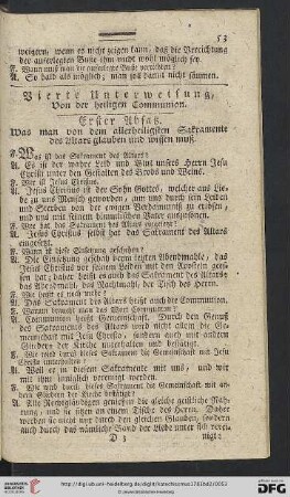 Vierte Unterweisung: Von der heiligen Communion