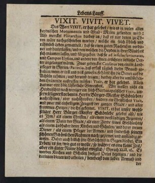 Vixit. Vivit. Vivet.