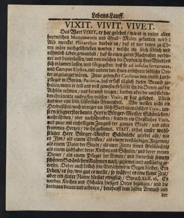 Vixit. Vivit. Vivet.