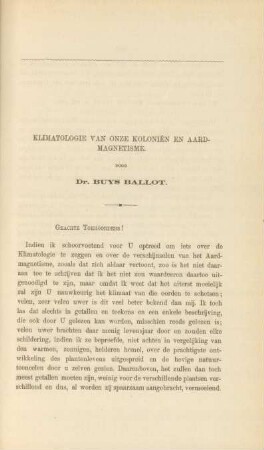 Klimatologie van onze Kolonien en Aardmagnetisme