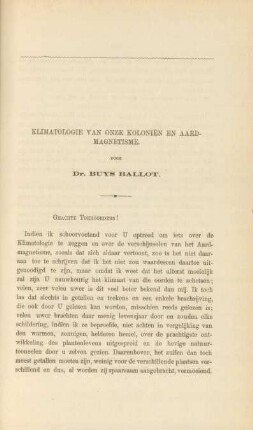 Klimatologie van onze Kolonien en Aardmagnetisme