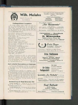 Rentenzahlung für Monat November 1965