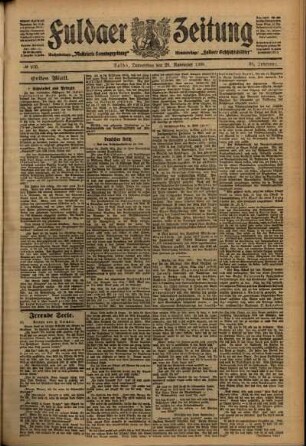 Erste Ausgabe vom Donnerstag, den 25. November 1909.