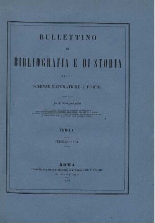 Tomo I. Febbraio 1868.