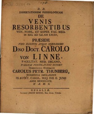 Diss. physiol. de venis resorbentibus