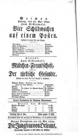Vier Schildwachen auf einem Posten