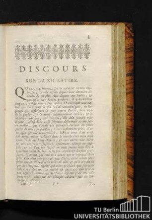 Discours sur la XII. Satire.