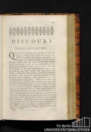 Discours sur la XII. Satire.