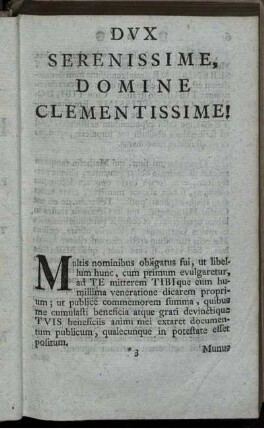 Dux Serenissime, Domine Clementissime!