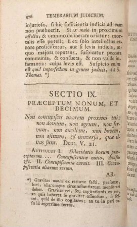 Sectio IX. Praeceptum Nonum, Et Decimum.
